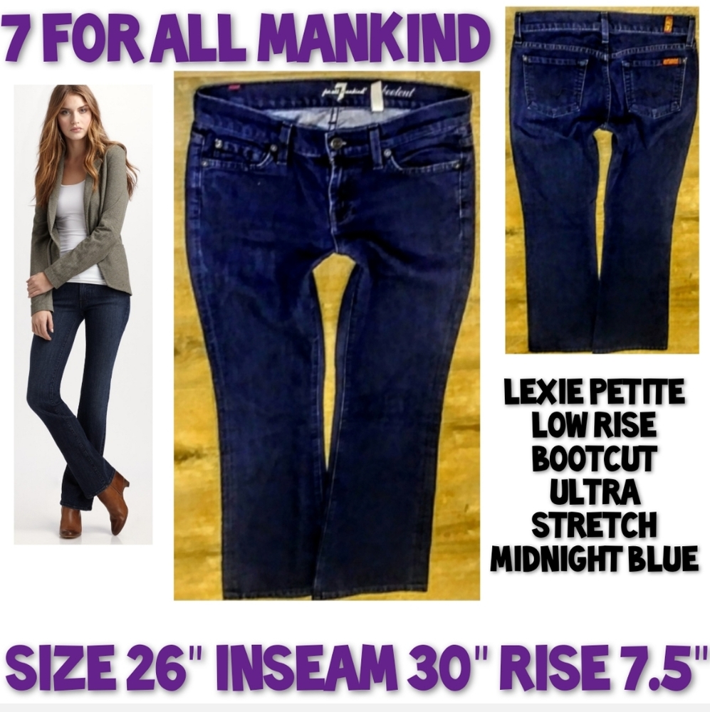 7 For All Mankind Jeans Lexie Petite Boot Cut Size 26 EUC - Picture 1 of 9